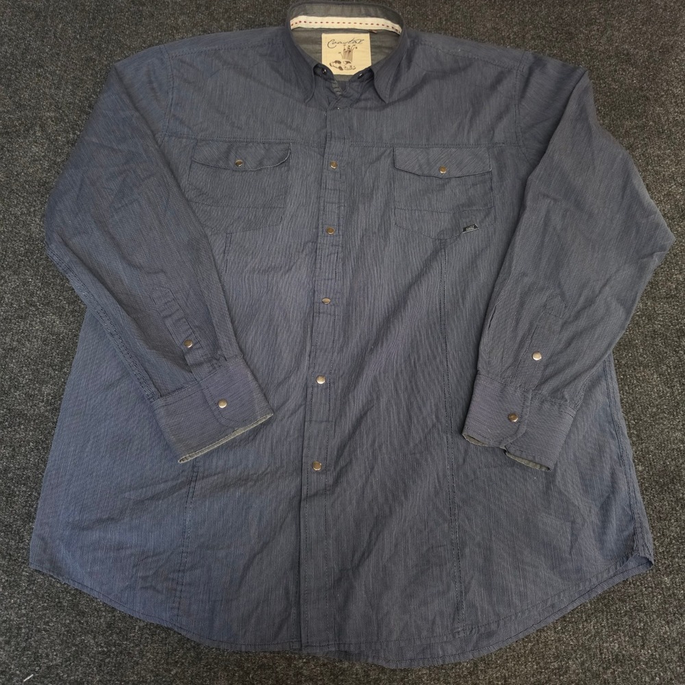 Coastal Mens XXL Blue Pinstripe Long Sleeve Snap Front Western Shirt Dual Pocket